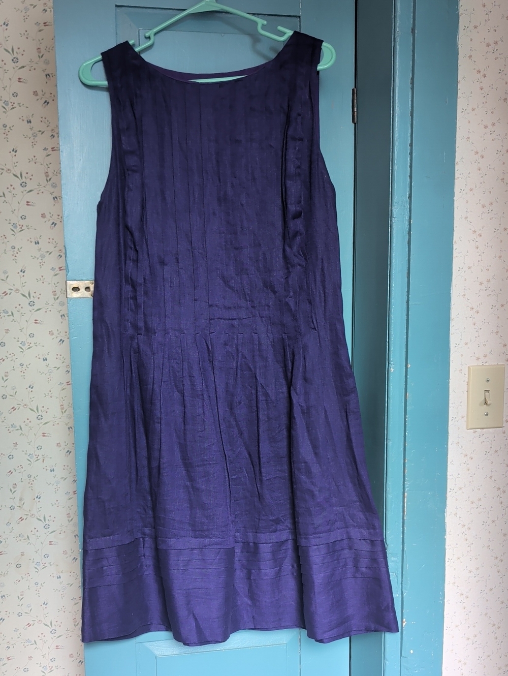 Lauren Ralph Lauren Linen Dress Purple M Sleeveless Pintuck Classic Preppy Boho